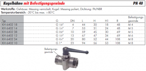 Kugelhähne mit Befestigungsgewinde, Messing vernickelt, IG, PN 40, Hahn, Kugelhahn, Minihahn, Minikugelhahn, alle Größen